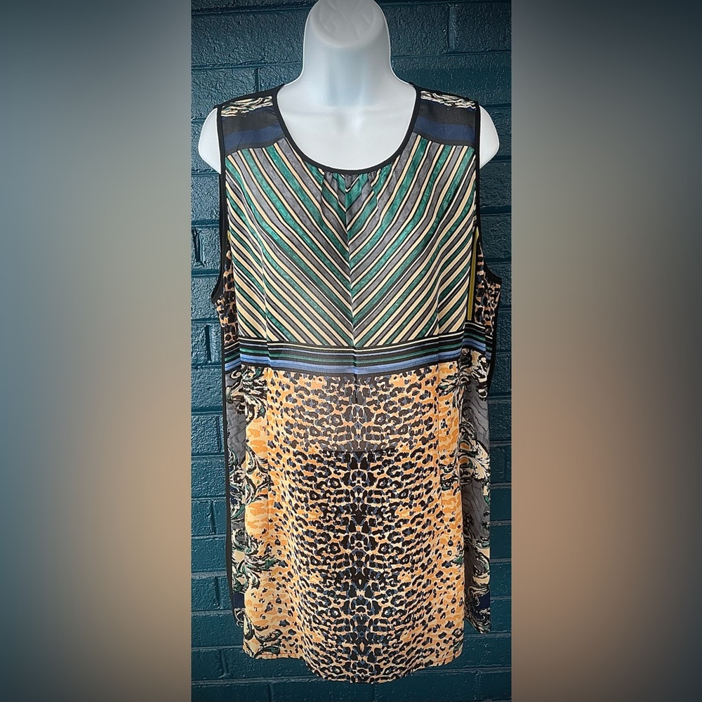 Striped and Animal Print Sleeveless Top